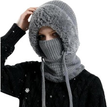 Winter Beanie with Scarf and Mask Fleece-Lined 1 Piece