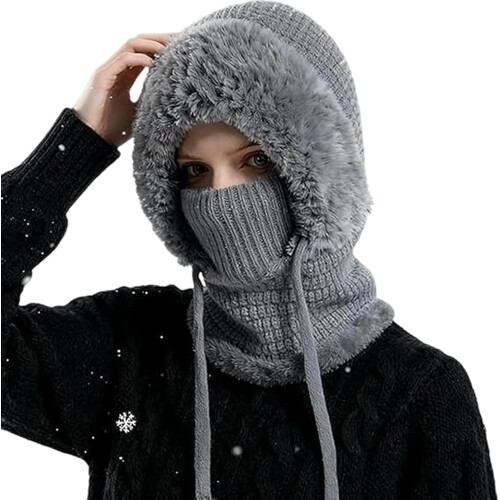 Berretto invernale con sciarpa e maschera foderate in pile, 1 pezzo
