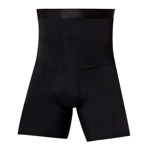 Men's high waist double-layer compression shorts gray black 2