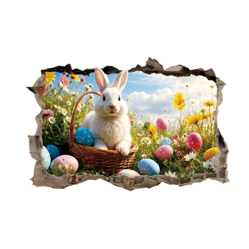 Easter Bunny Window Clings Rabbit Eggs Flower Decals1Sheet