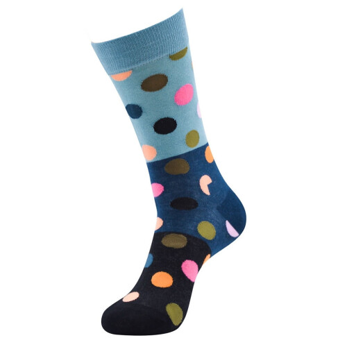 Men's cotton crew socks dot print geometric black