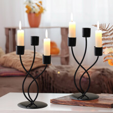 Suporte de ferro preto para velas cônicas, de chá, pilar e votivas.