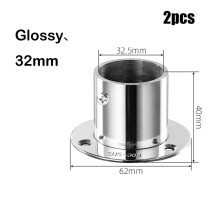 2pcs 19/22/25/32mm Stainless Steel Pipe Bracket Tube Support Flange Seat For Wardrobe Hanging Rail Rod Pole Socket End Holder