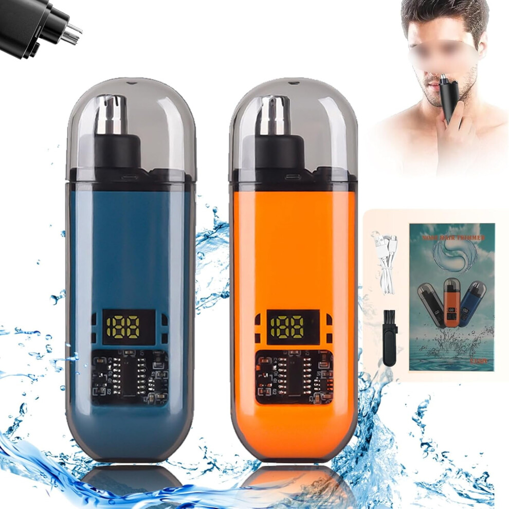2-in-1 Nose Hair Trimmer with Digital Display, IPX7 Waterproof & RechargeableâPainless Dual-Edge Blades