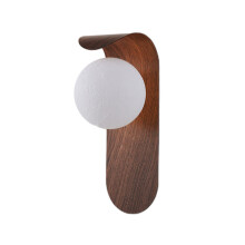 Wandlampen met houten bol en glazen lampenkap, E26 fitting.