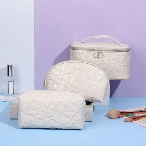 Ensemble de trousse de toilette avec poignée zippée 3 pièces