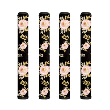 4-Pack Anti-Static Fridge Door Handle Gloves, Washable, Compatible with Dishwasher & Oven, Flower Leaf Design, Black