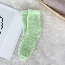 Unisex Coral Fleece Socks, Thick Non-Shedding Winter Warm Socks for Men & Women, Solid Green Thermal Floor Sleep Socks – 1 Pair