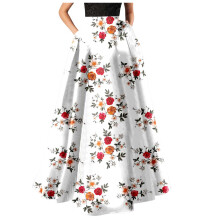 Boho-Maxirock mit Blumenmuster für Damen, Sommer, hochtailliert, A-Linie