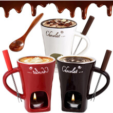 Tealight Fondue Cups Set Ceramic Chocolate Melting Mugs