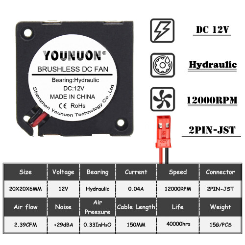 Ventola da 20 mm DC5V/12V20206mm