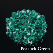 Perline biconiche in vetro di cristallo verde pavone 3 mm (100 pezzi)