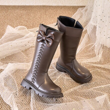 Botas infantiles de piel de felpa, informales, de color liso y caña larga.