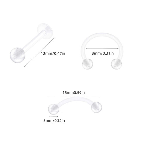 Transparent labret-ørestik til læbepiercing, akryl, one size 1