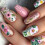 Unhas postiças em formato de caixão com design de flor da primavera - 24 peças 1