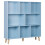 Wood Bookcase with Pine Legs 3-Tier 8-Cube Blue 8