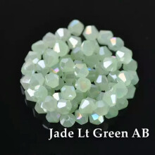 Crystal glass bicone beads jade light green AB 6mm 50pcs