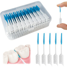 Soft Silicone Dental Floss Picks & Interdental Brushes for Braces, Disposable, Teeth Cleaning (Blue, 160 pcs)
