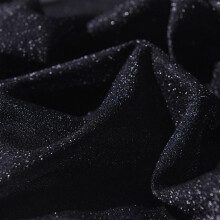 Tissu pailleté étoilé en polyester brillant 1 x 1,5 m noir