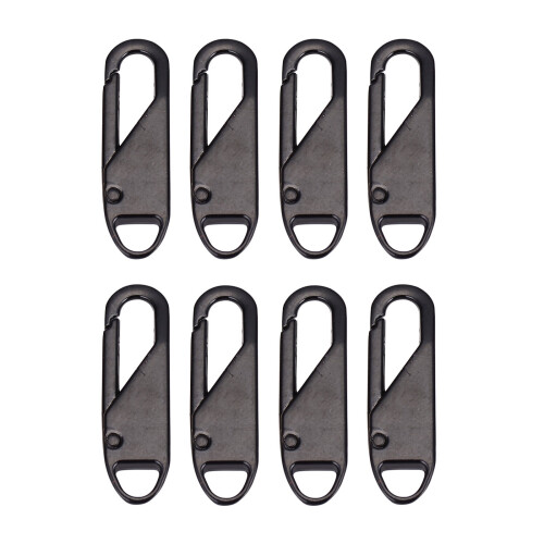Zipper Pull Replacement Kit Black Metal Slider Tabs