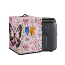 Pink Butterfly Air Fryer Cover Dust-Proof with Front Pocket
