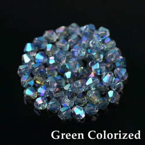 Crystal glass bicone beads green 3mm 100pcs