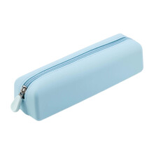 Blue Silicone Makeup Brush Storage Bag, Leak-Proof & Soot-Proof, Portable Pencil Case for Cosmetic Tools, 8.35x2.32x2.17", 0.15 lb