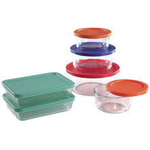 Pyrex glass food storage set with color lids 12-piece