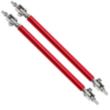 2Pcs Universal Adjustable Front Bumper Lip Splitter Strut Rod Tie Support Bar Red 5.91-7.87inch