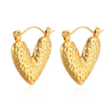 Gold Plated Heart Stud Earrings for Women 1 Pair