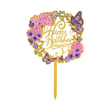 Gold Butterfly Happy Birthday Cake Topper Rose Gold Acrylic Kids Birthday Party Cake Topper Dessert Decoration Baby Shower