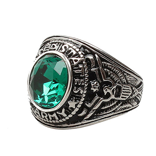 Ring van titaniumstaal met strass-steentjes 1