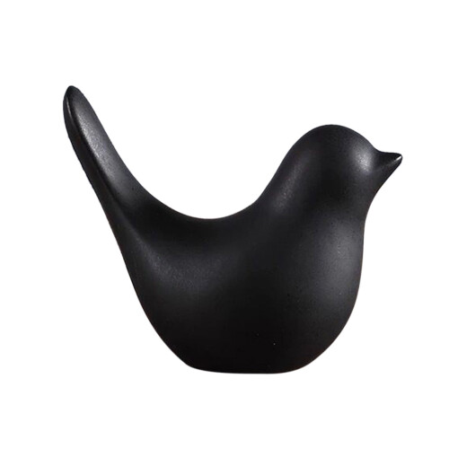 Black and White Ceramic Bird Ornament – Modern Minimalist