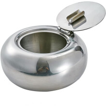Stainless Steel Windproof Ashtray with Lid for Cigarettes & Cigars – Modern Tabletop Ash Holder for Car, Desk, Home, Office (Silver)
