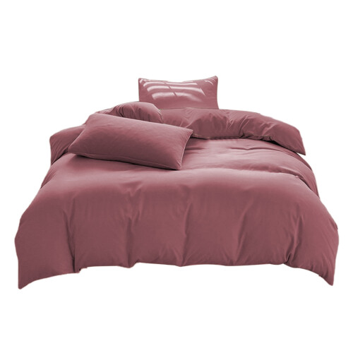 Beddenset effen kleur, wasbaar, queensize, 4-delig