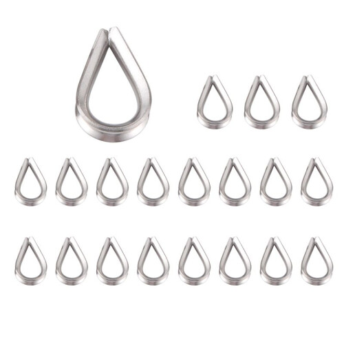 Stainless Steel 2mm Wire Rope Cable Thimbles Silver Tone 20 Pcs 1