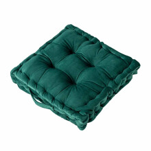 Coussin de sol carré en velours vert foncé 40 cm
