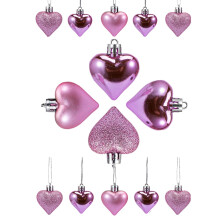 Heart Ornaments Red Pink Silver Glitter 36Pcs