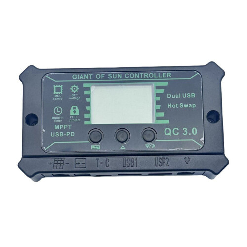 Solcelleladerkontroller MPPT dobbeltport DC LCD-skjerm