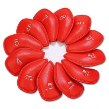 Golfclubhoesjes van leer, waterdicht, 12 stuks, rood