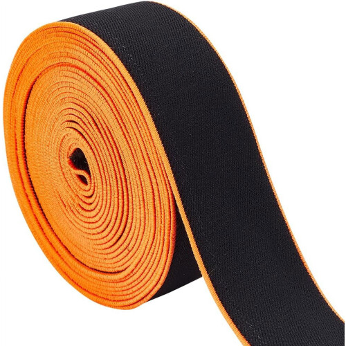 Sort og orange flad elastik 1,5 tommer bred 5 meter