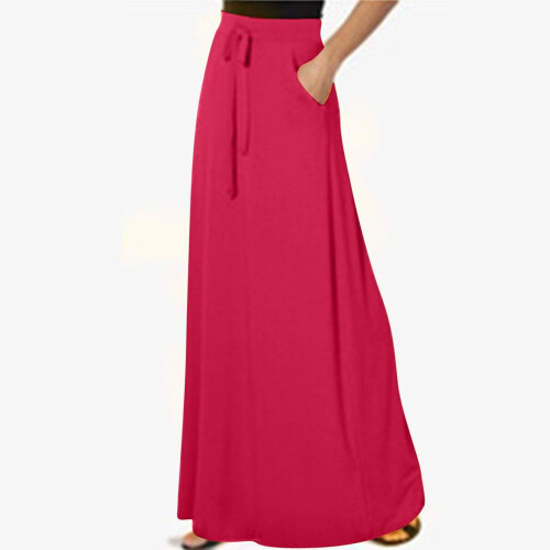 Damenkleid aus einfarbigem Rock mit elastischem Bund und Taschen