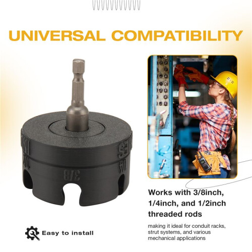 Nut Zipper Drill Attachment, Nuts Remover Bolt Extractor Tool for Conduit Racks, Strut Systems, Hex Shank Nut Driver 1