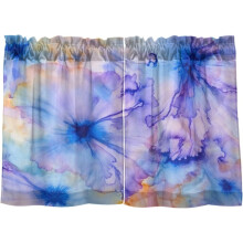 Purple Tie-Dye Kitchen Curtains 24 Inch Short Tier 2 Panels