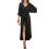 Women's Solid Batwing Sleeve Long Satin Dress with Belt 1