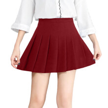 Girls pleated school skirt burgundy elastic high waist 6-7