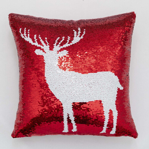 Christmas Pillow Red Snowflake Deer Design Double-Sided