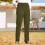 Damen-Cordhose mit geradem Bein, elastischem Bund, Armee 4