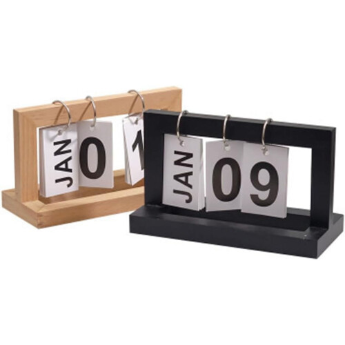 Wooden Standing Flip Calendar Blue 1pc 2
