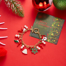 Christmas Bracelet Alloy Snowflake Pearl Link for Women